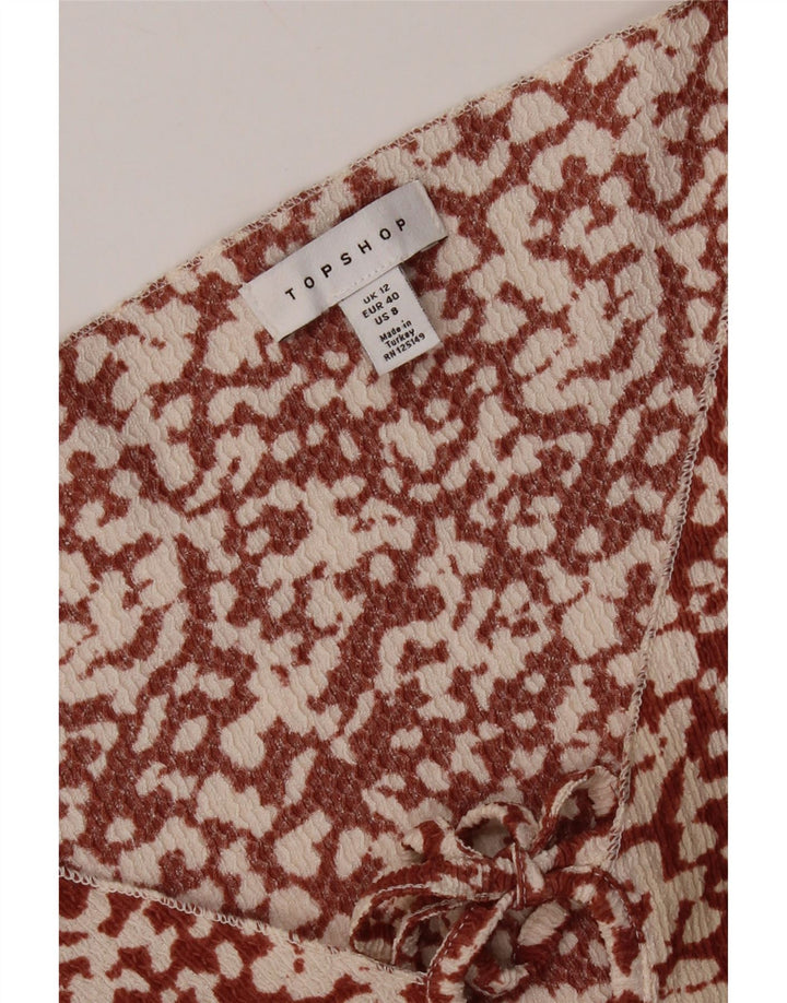 Женское платье трапециевидного силуэта с абстрактным узором Topshop UK 12, средний темно-бордовый цвет