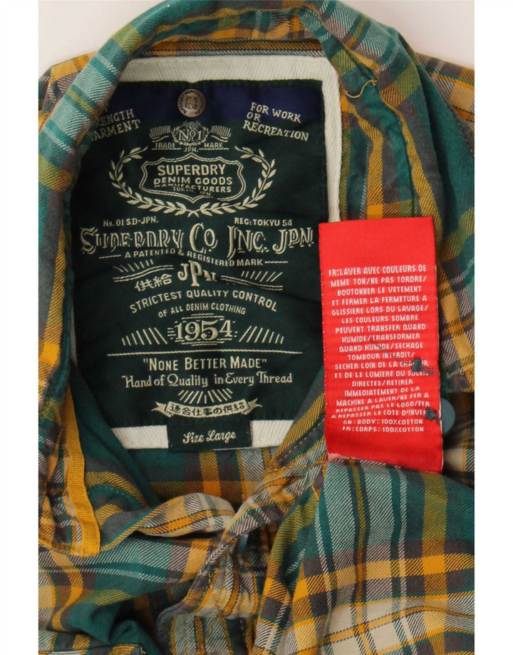 Мужская фланелевая рубашка Superdry, большая зеленая клетка, хлопок
