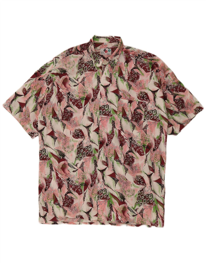 Винтажная мужская рубашка с абстрактным узором, размер 39/40, средняя, разноцветная