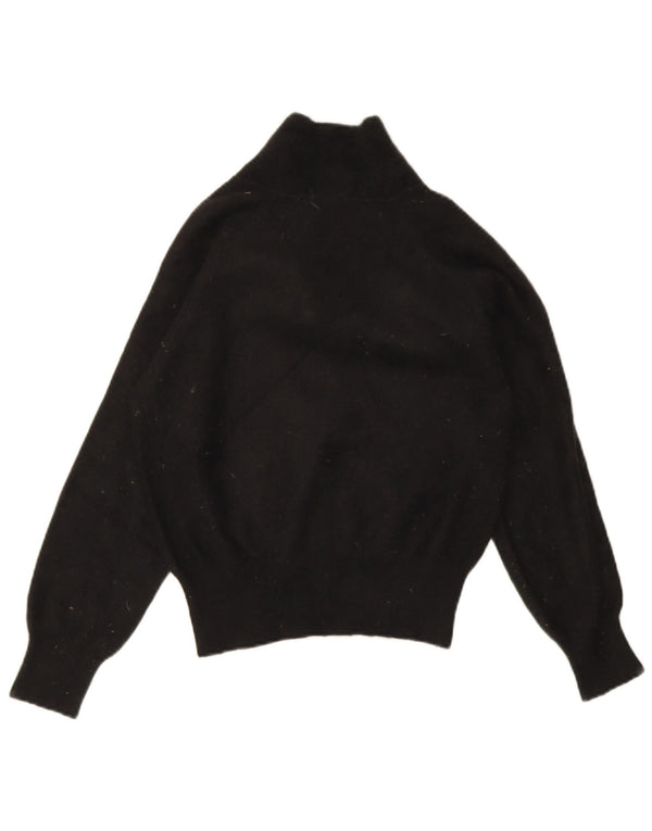 Luisa Spagnoli Womens Crop Shawl Neck Jumper Sweater UK 12 Medium Black