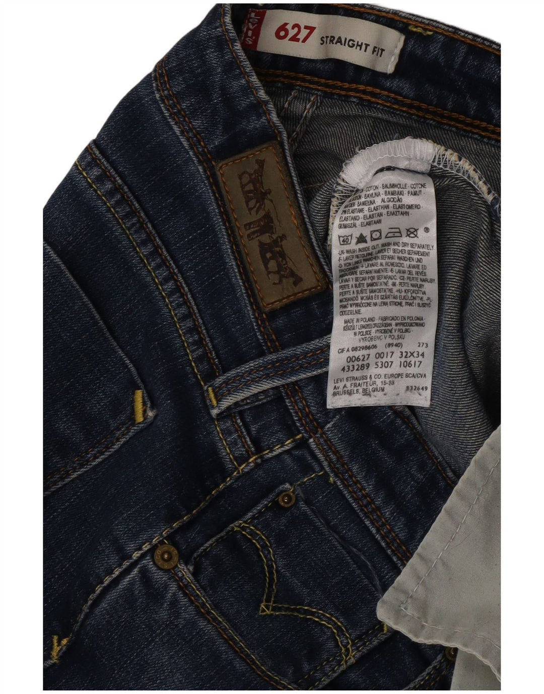 Женские прямые джинсы Levi's 627 W32 L30 синие, хлопок