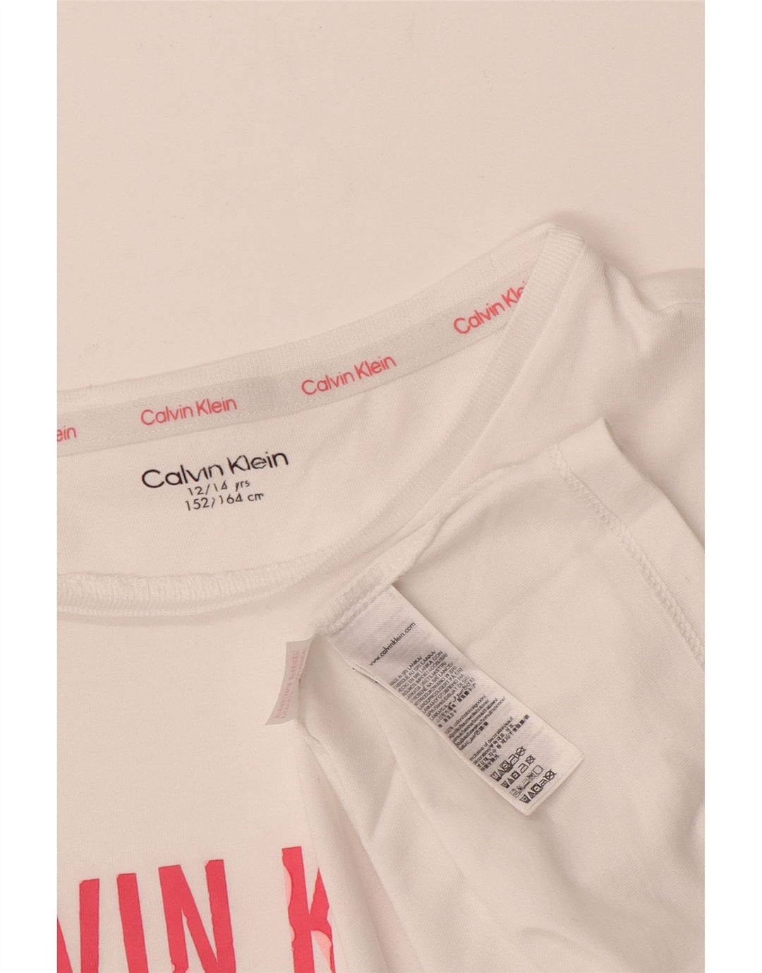 CALVIN KLEIN Футболка с рисунком для девочек, топ 12–13 лет, белый хлопок