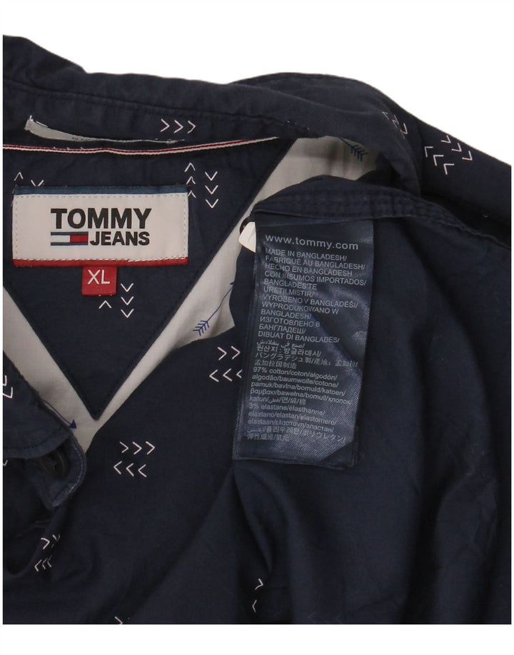 Tommy Hilfiger Мужская рубашка с абстрактным узором XL Темно-синяя хлопковая