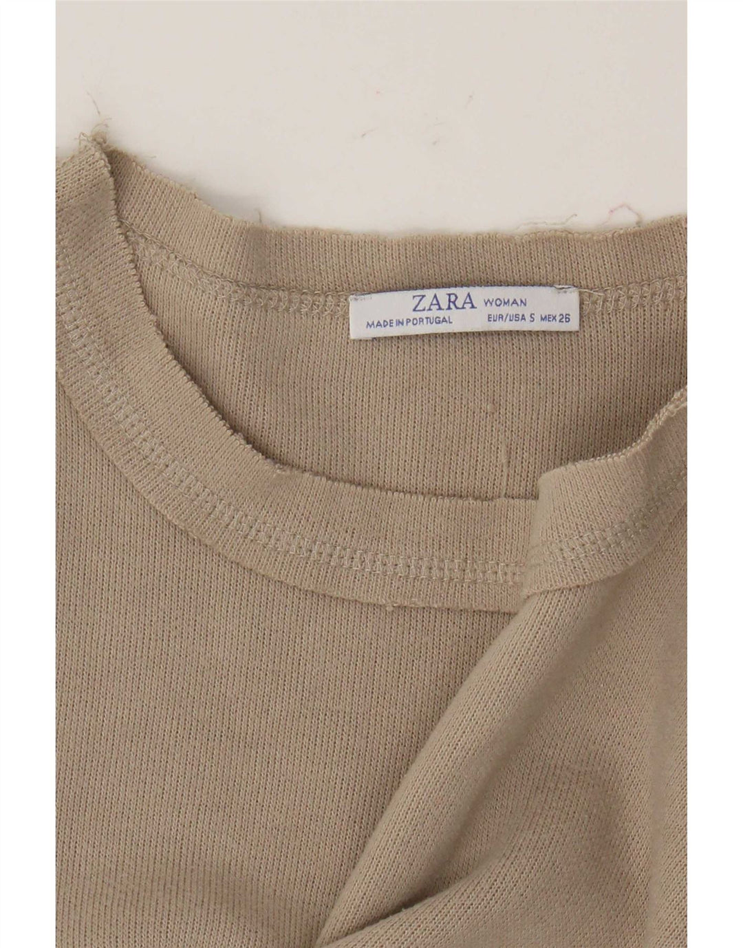 Женский укороченный топ оверсайз с длинным рукавом Zara UK 10, маленький бежевый