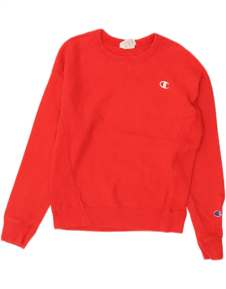 CHAMPION Womens Oversized Sweatshirt Jumper UK 10 Small Red Cotton