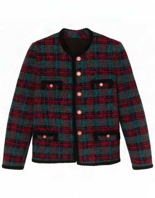 Vintage Womens Blazer Jacket UK 16 Large Multicoloured Check
