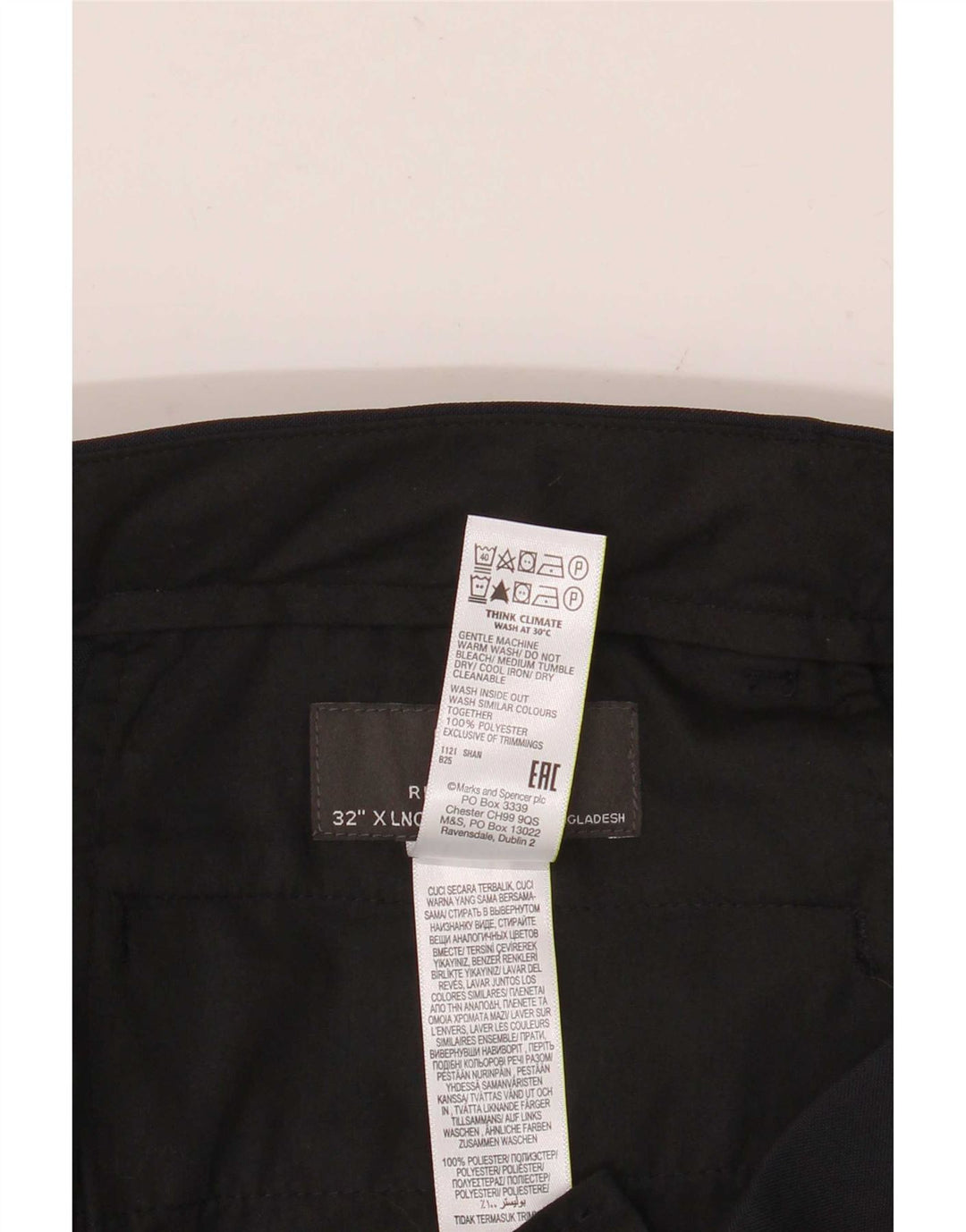 Мужские брюки чиносы Marks & Spencer W32 L35 темно-синие, полиэстер стандартного кроя