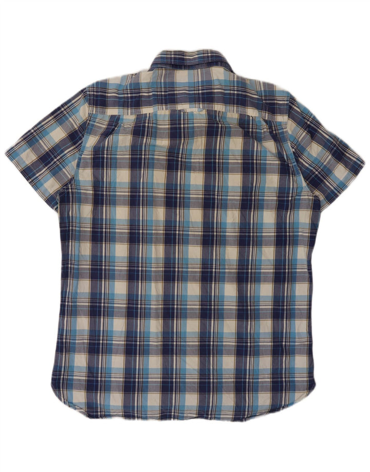 SUPERDRY Мужская рубашка с коротким рукавом XL, синяя клетка, хлопок