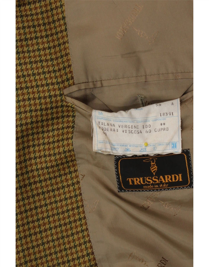 Trussardi Мужской пиджак на 2 пуговицах IT 56 3XL Бежевый с узором "гусиные лапки"