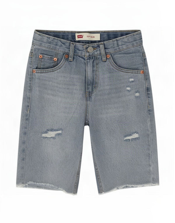 Levi's Boys 511 Джинсовые шорты узкого кроя с эффектом потертости 11-12 лет W25 Синие