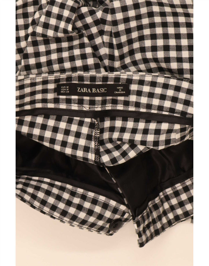 Женские узкие укороченные брюки Zara среднего размера W28 L26, черные, хлопковые в мелкую клетку
