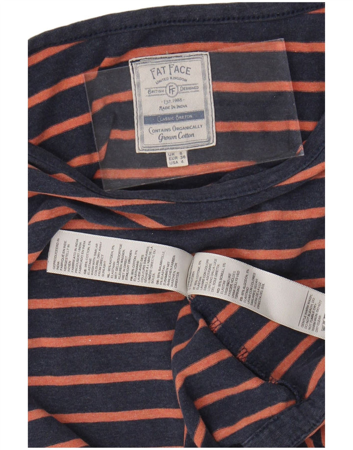 Женский топ FAT FACE с длинным рукавом, Великобритания, 8 маленьких размеров, темно-синий, в полоску, хлопок