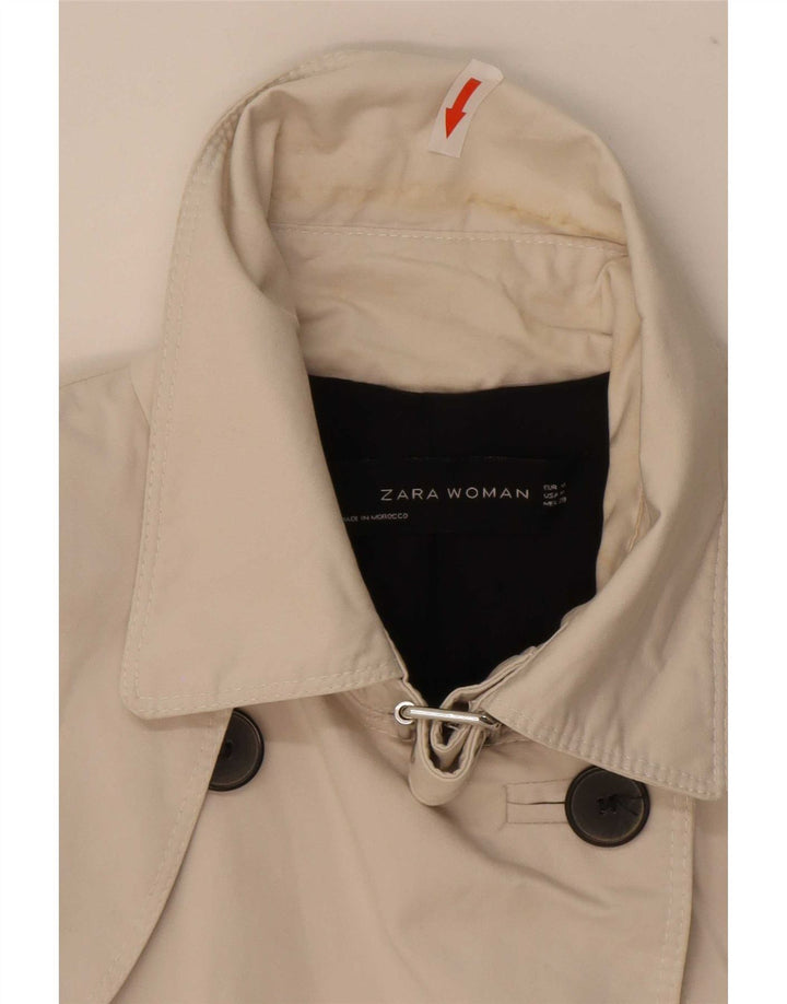 Женский тренч Zara UK 12, средний размер, белый хлопок, хлопок