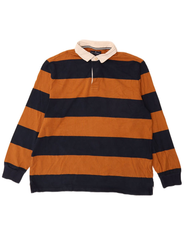 Мужская рубашка-поло для регби Marks & Spencer Blue Harbor XL коричневая в полоску
