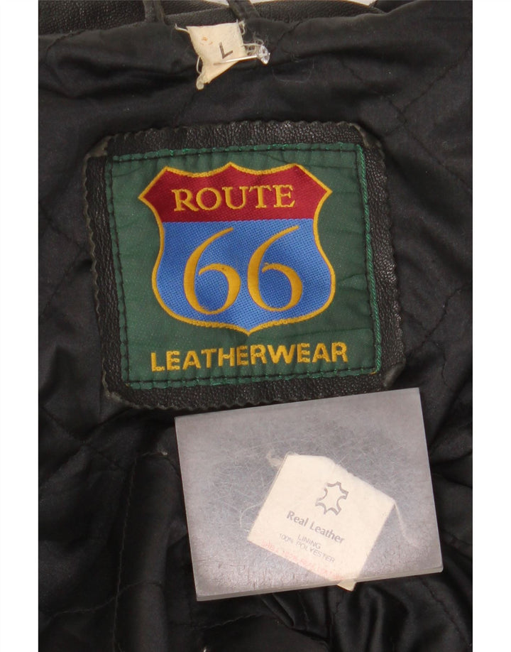 Мужская кожаная куртка Route 66 UK 40, большая черная кожа