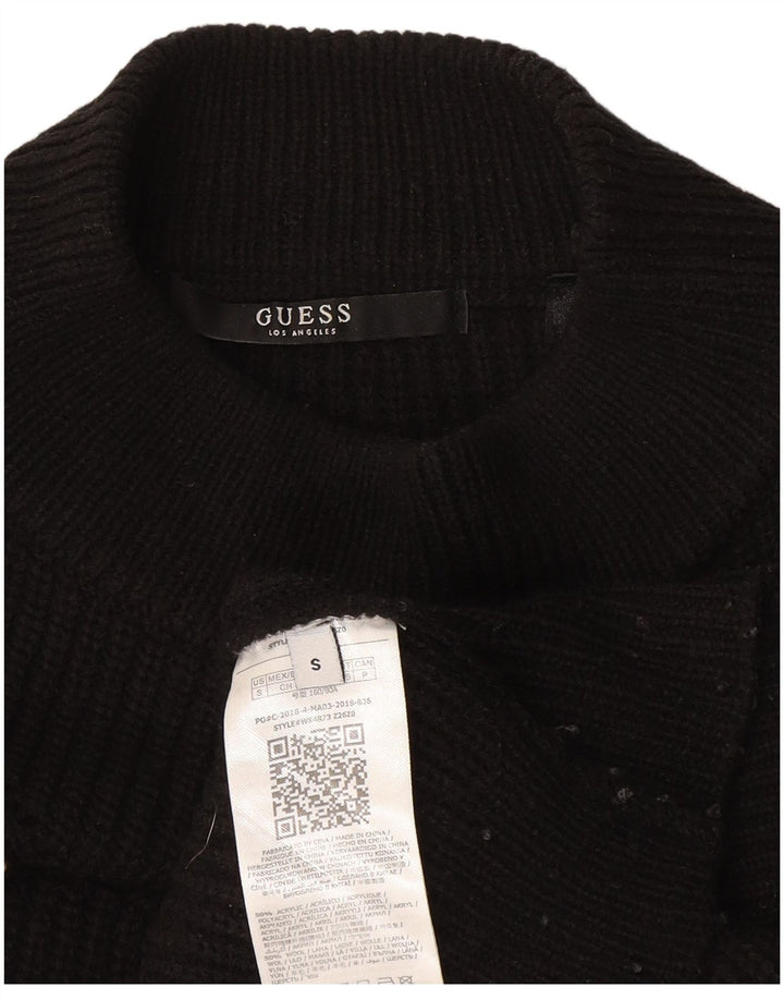 Женский свободный джемпер с высоким воротником Guess UK 10, маленький черный акрил