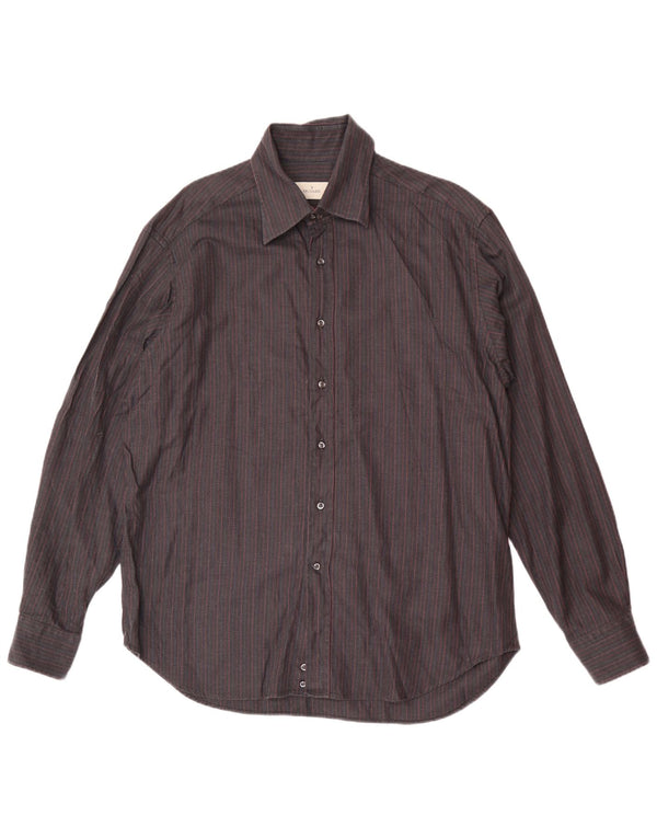 Мужская рубашка Trussardi, размер 44 17 1/2 XL, классическая темно-синяя полоска