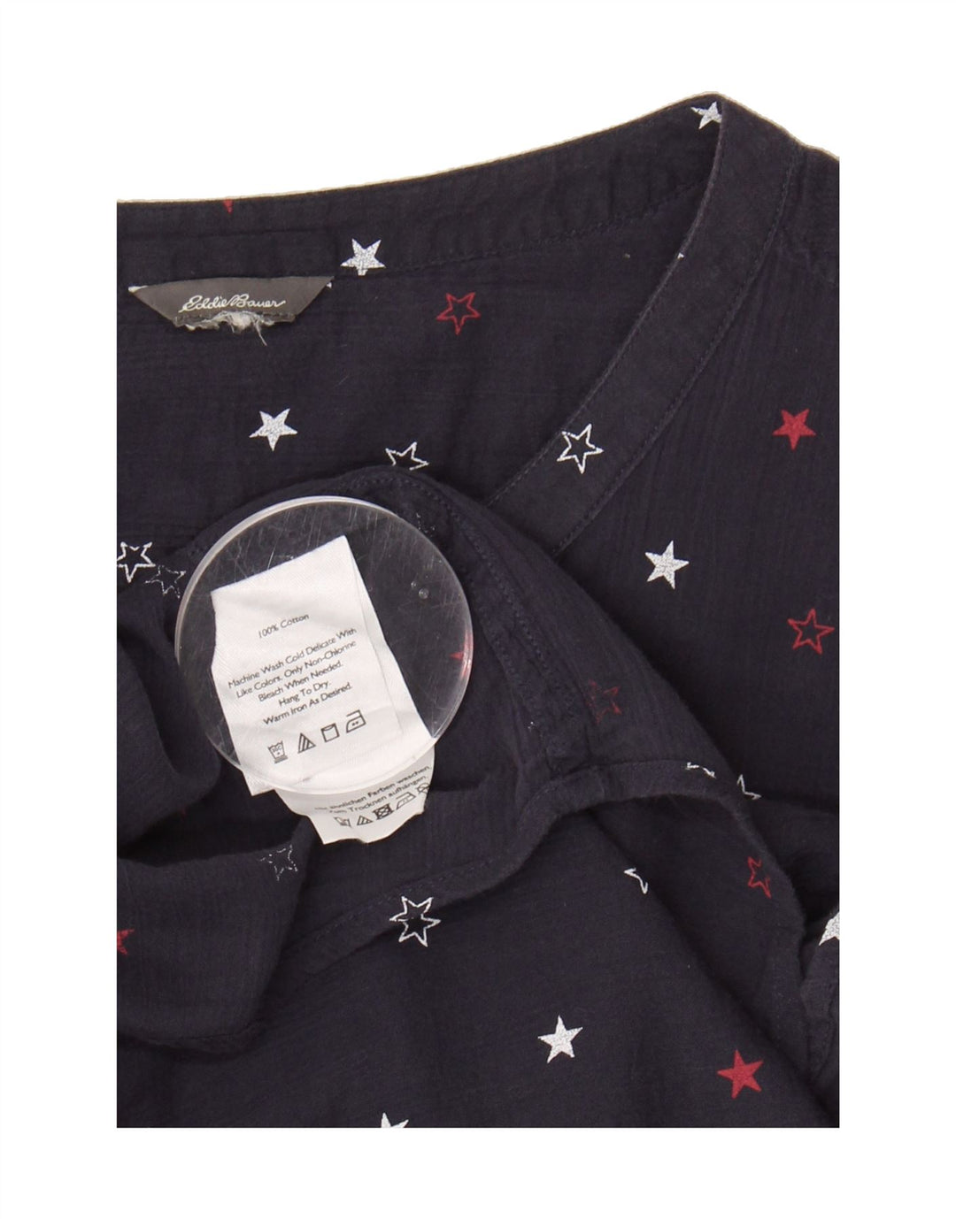 EDDIE BAUER Womens Abstract Pattern Blouse Top UK 18 XL Navy Blue Vintage Eddie Bauer and Second-Hand Eddie Bauer from Messina Hembry 
