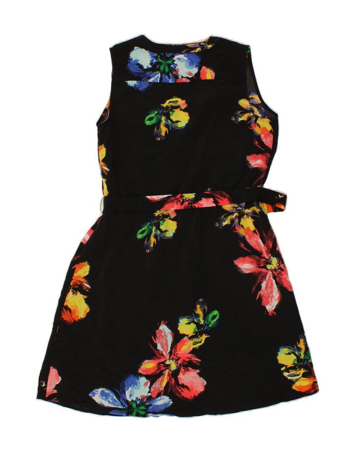 MOSSIMO Womens Sleeveless Basic Dress UK 14 Medium Black Floral Polyester Vintage Mossimo and Second-Hand Mossimo from Messina Hembry 