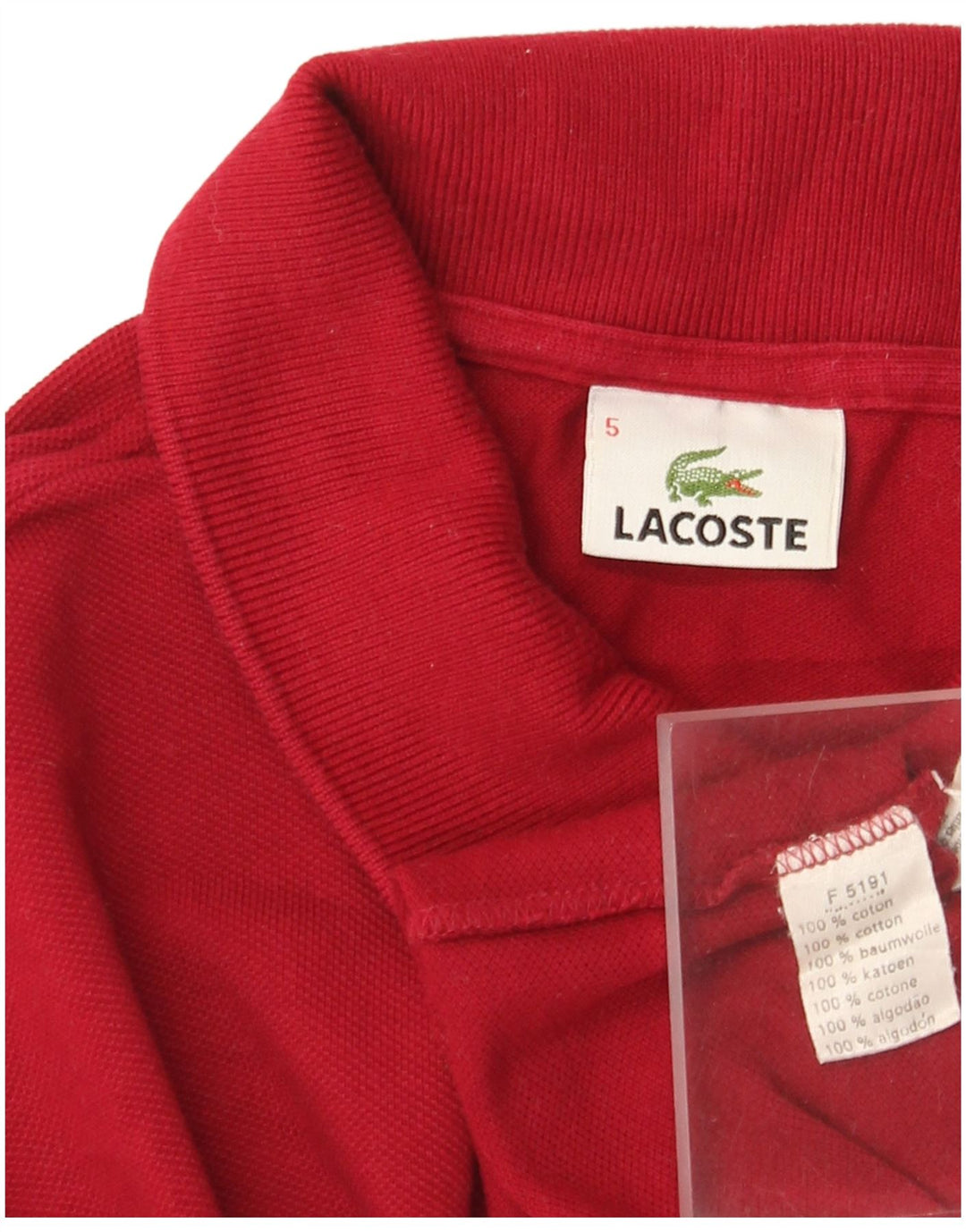 Мужская рубашка-поло Lacoste, размер 5, большая красная хлопковая ткань