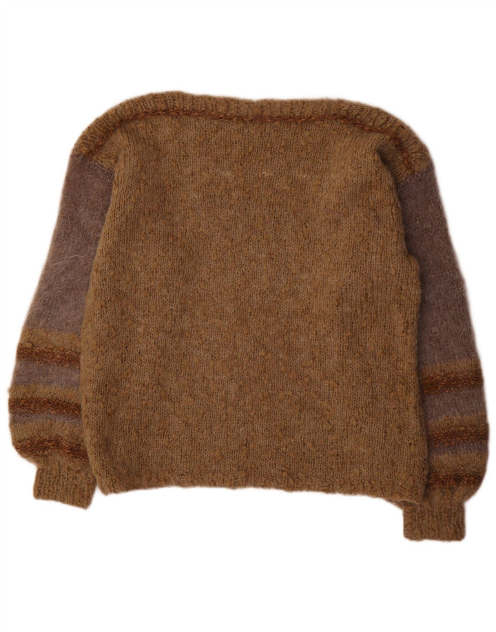ВИНТАЖНЫЙ женский свитер с вырезом «лодочка», Великобритания, 18 XL, коричневый в полоску