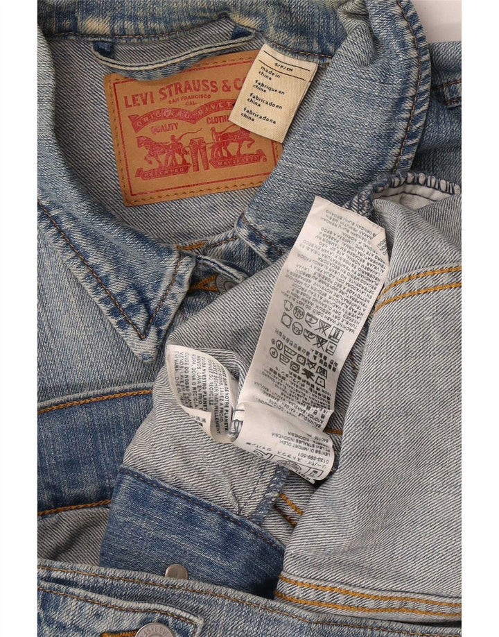 Женская джинсовая куртка Levi's с графическим рисунком UK 8, маленькая синяя, хлопок