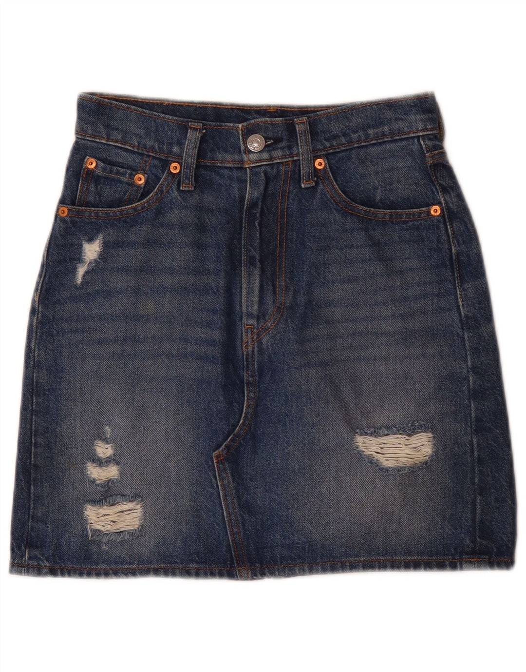 Женская джинсовая юбка Levi's с эффектом потертости W24 XS, синяя, хлопок