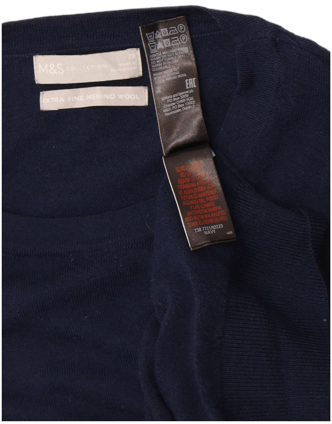 Женский джемпер с круглым вырезом Marks & Spencer UK 20 2XL темно-синий
