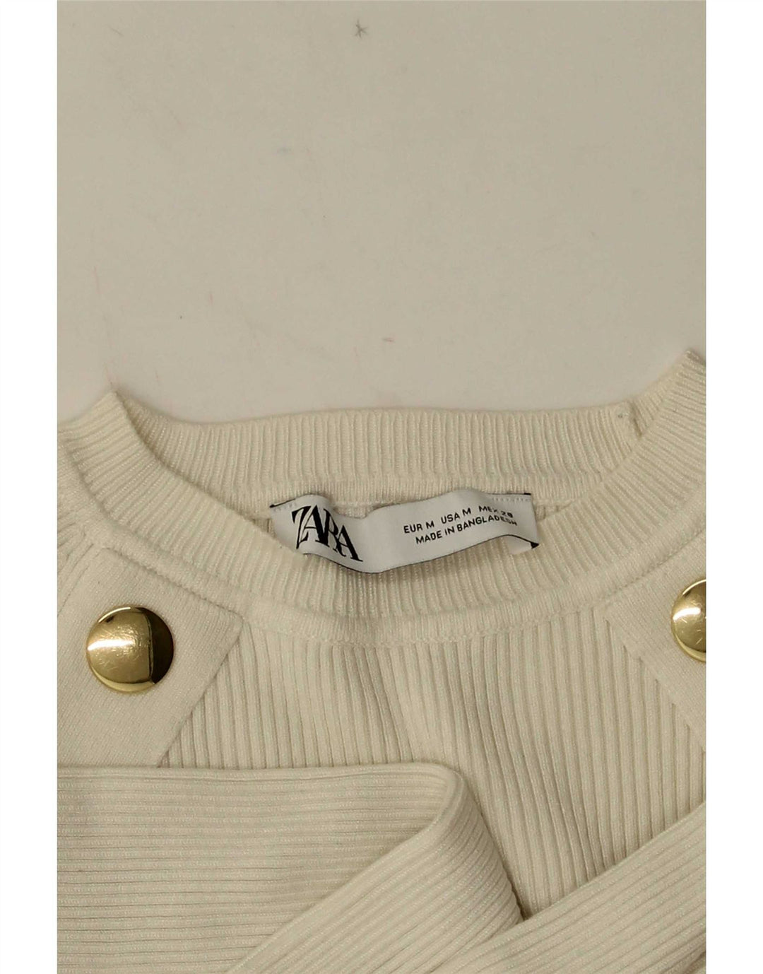 Женский укороченный топ Zara с длинным рукавом UK 12, средний белый