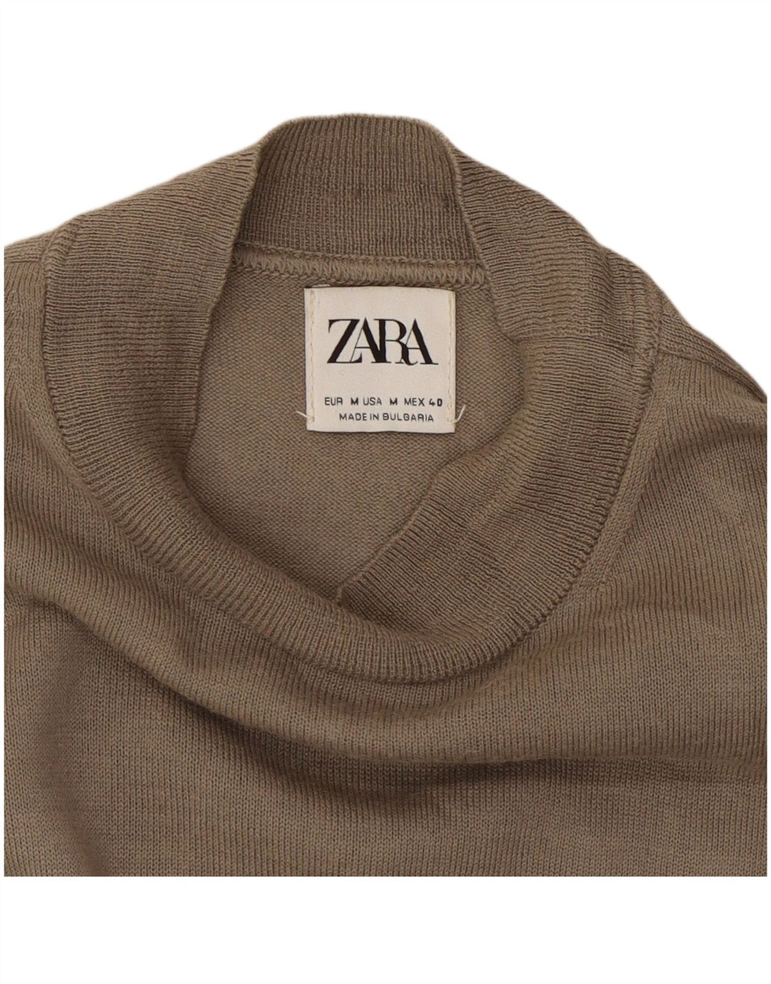 Женский джемпер с круглым вырезом Zara UK 14, средний коричневый цвет