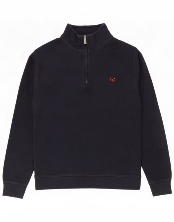 Crew Clothing Mens Zip Neck Sweatshirt Jumper 2XL Navy Blue Cotton