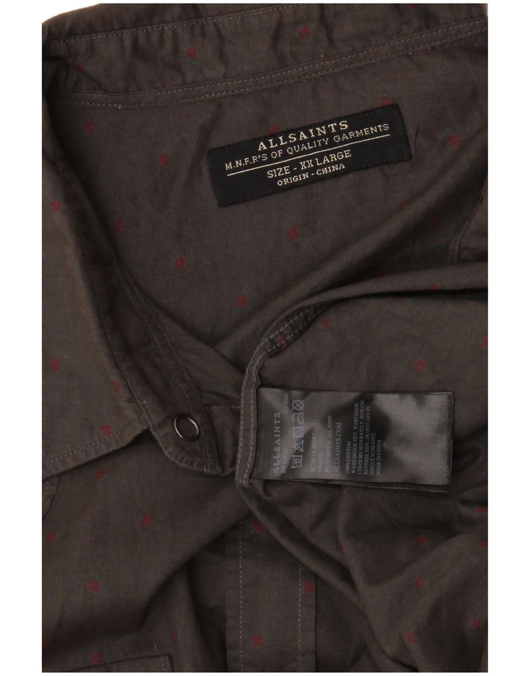 Мужская рубашка All Saints 2XL, хлопковая серая пятнистая
