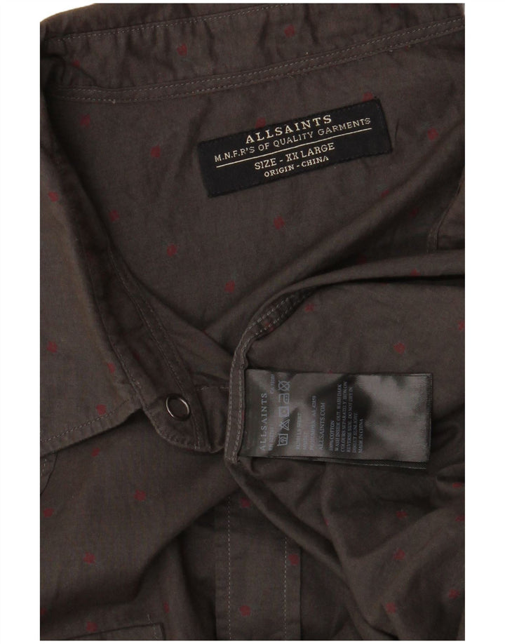 Мужская рубашка All Saints 2XL, хлопковая серая пятнистая