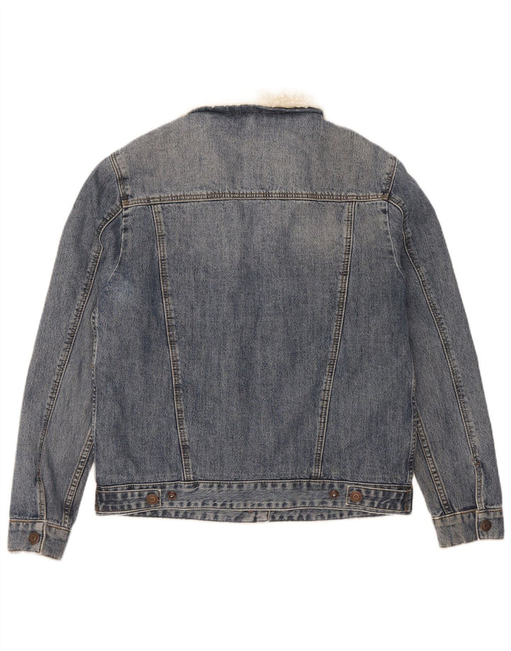 Женская джинсовая куртка Topshop из шерпа UK 8, маленькая, синяя, хлопок