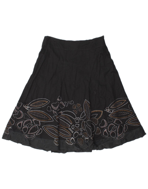 Женская юбка-трапеция MONSONON с абстрактным узором UK 10, маленькая W30, черный хлопок