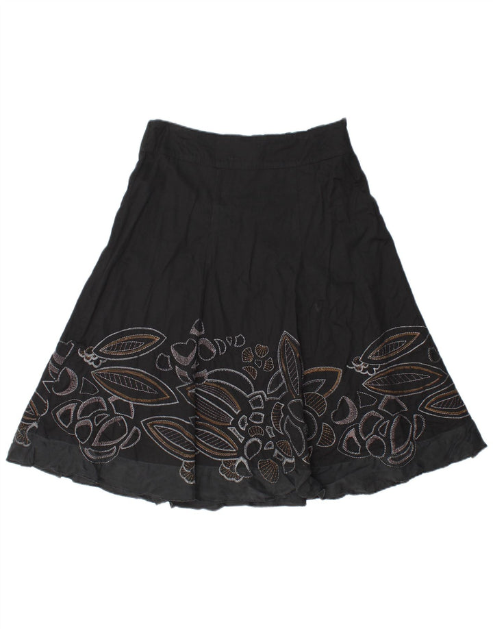 Женская юбка-трапеция MONSONON с абстрактным узором UK 10, маленькая W30, черный хлопок