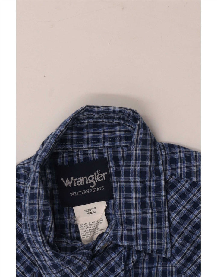 Мужская рубашка с коротким рукавом Wrangler среднего размера, темно-синяя клетка, хлопок