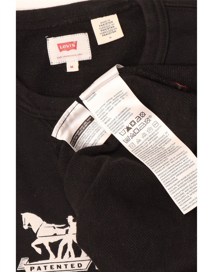 Мужской свитшот с рисунком Levi's, хлопковый джемпер среднего размера, черный