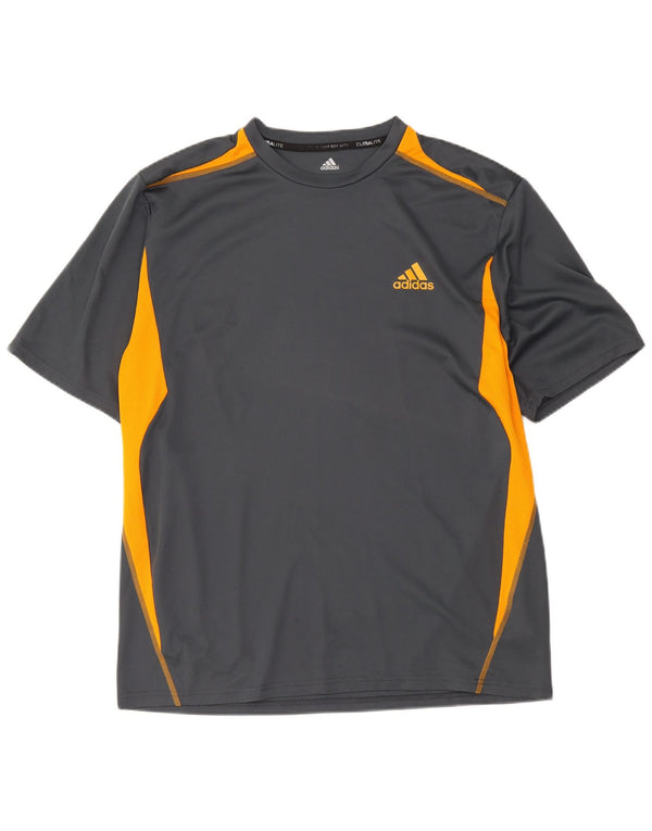 Мужская футболка Adidas Climalite Top XL Серая с цветными блоками из полиэстера