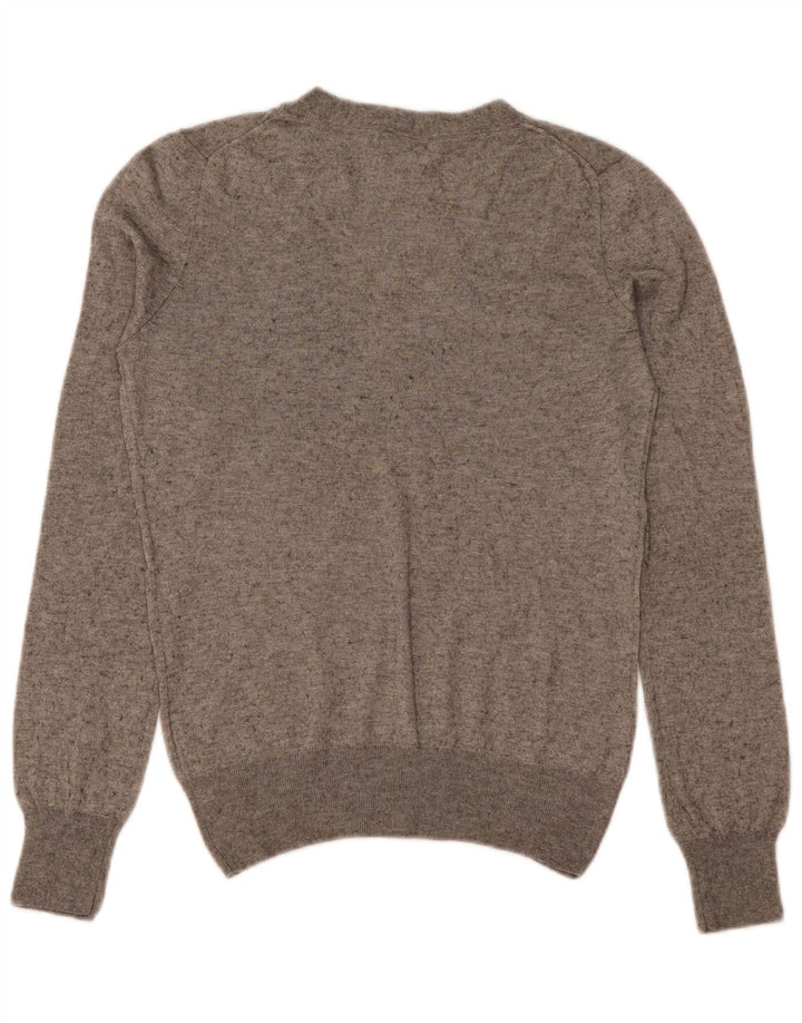 Женский джемпер с v-образным вырезом Massimo Dutti UK 12, средний серый шелк