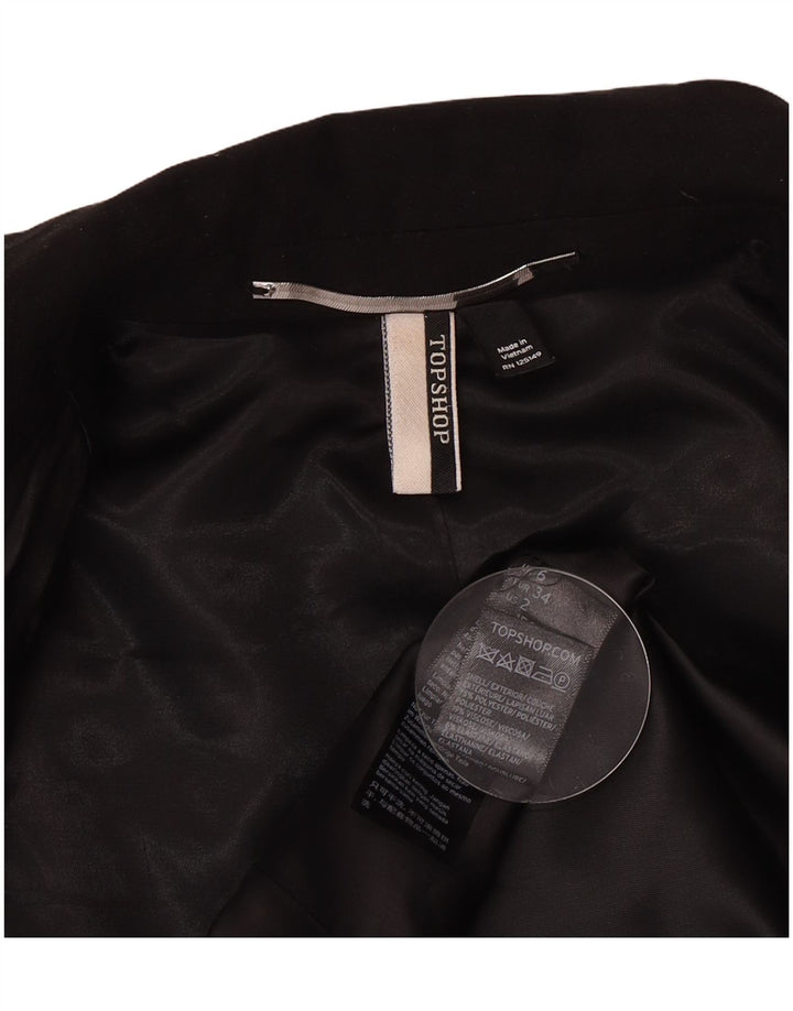 Topshop Женский пиджак на 1 пуговице UK 6 XS Черный полиэстер