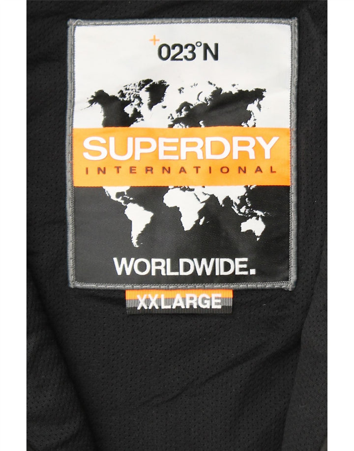 Мужская флисовая куртка SUPERDRY с капюшоном UK 44 2XL, серая, полиэстер с цветными блоками