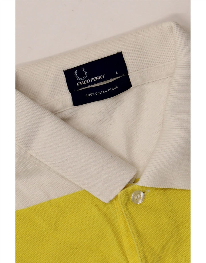 Мужская рубашка-поло Fred Perry в большую желтую полоску из хлопка
