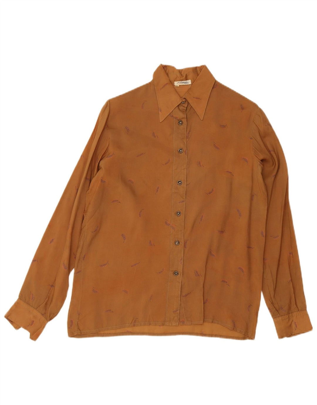 VINTAGE Womens Shirt EU 46 XL Brown Floral