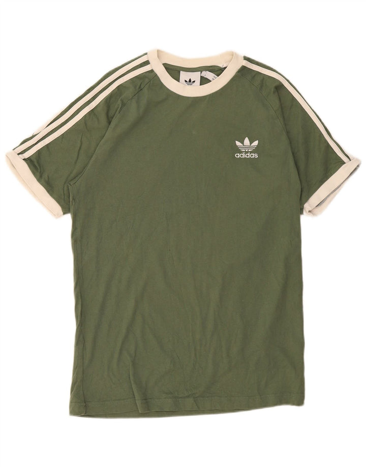 Мужская футболка Adidas Top среднего зеленого цвета из хлопка с цветными блоками