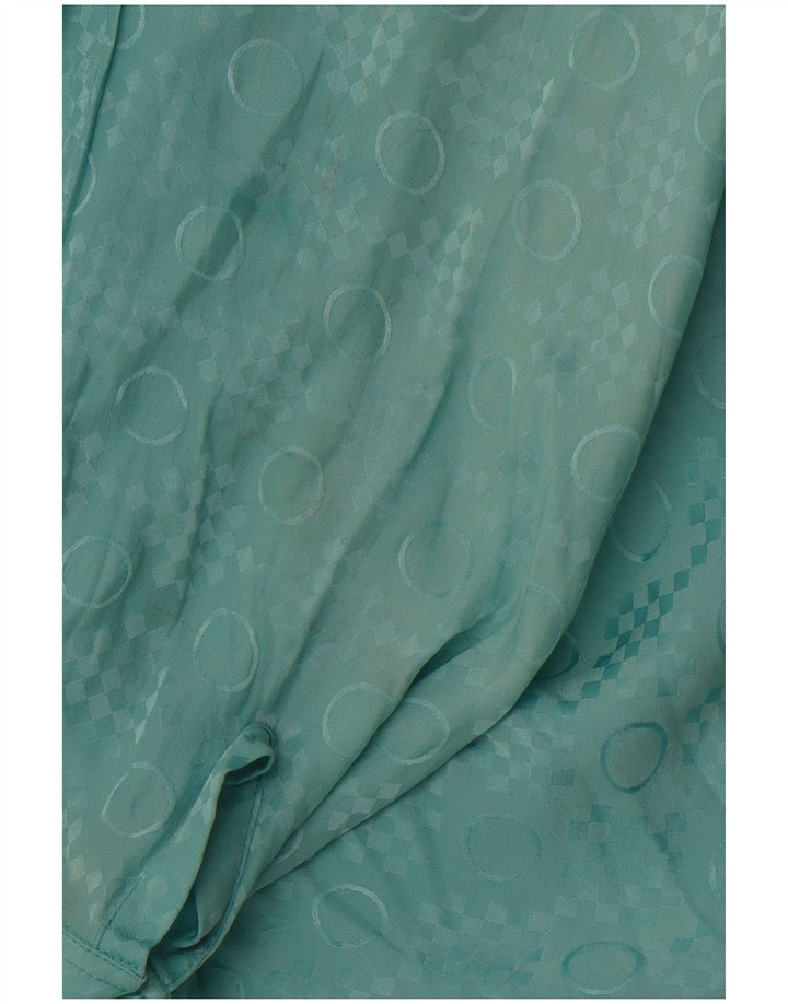 Женская блузка-рубашка VINTAGE IT 48 XL Синяя с геометрическим узором из ацетата