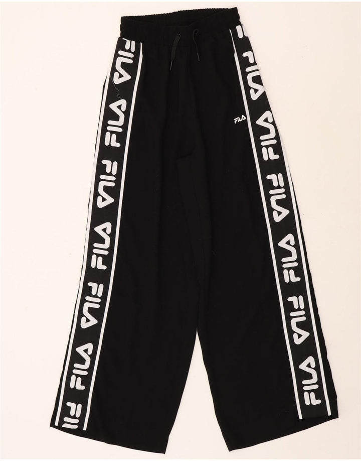 FILA Womens Graphic Tracksuit Trousers UK 6 XS  Black Polyester Vintage Fila and Second-Hand Fila from Messina Hembry 