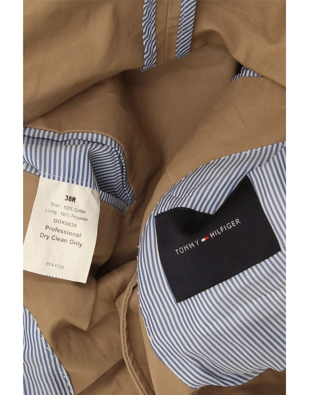 Мужской пиджак с 2 пуговицами Tommy Hilfiger UK 38, средний бежевый, хлопок