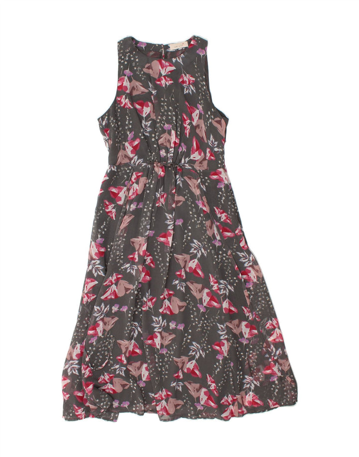 MARKS & SPENCER Womens Sleeveless Maxi Dress UK 12 Medium Grey Floral Vintage Marks & Spencer and Second-Hand Marks & Spencer from Messina Hembry 