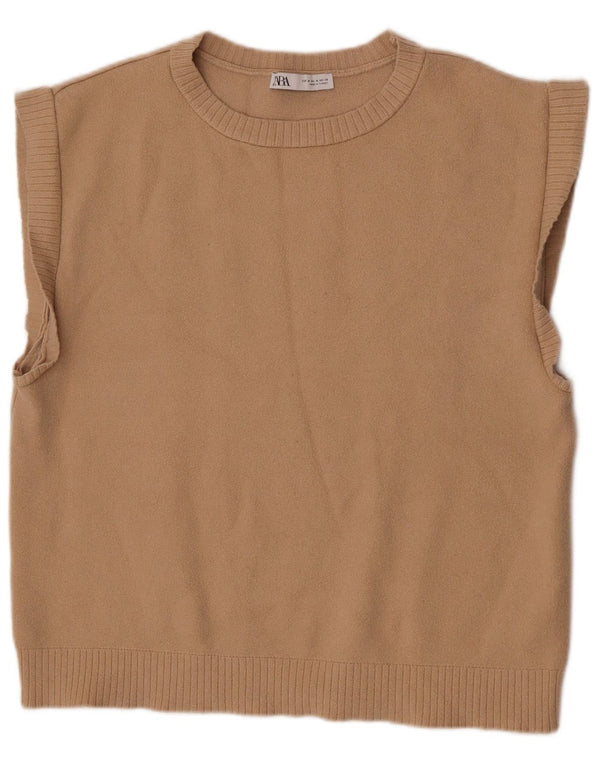 Женская майка Zara Vest UK 14, средний бежевый вискоза